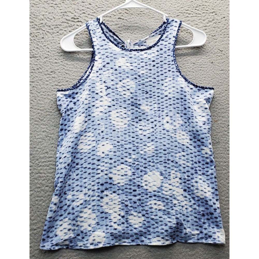 Lou & Grey Tank Top Women XS Multi Tie Dye Sleeveless Cutout Tie Back Wide Strap